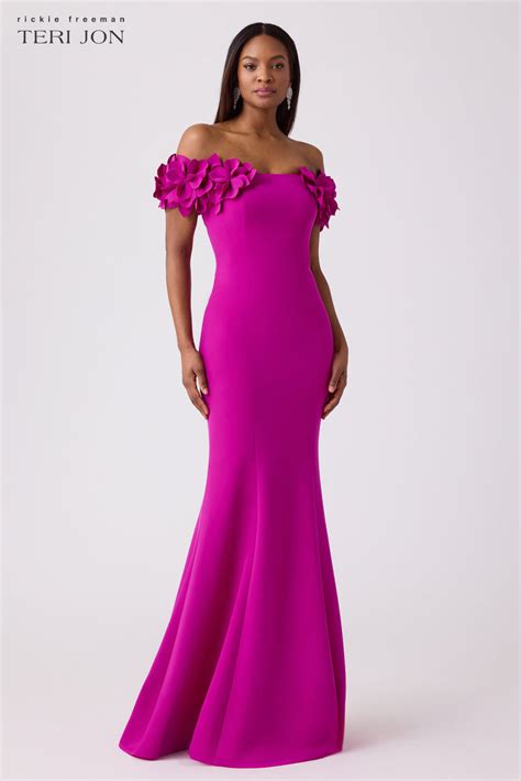 Petal Detail Crepe Stretch Gown – Terijon.com